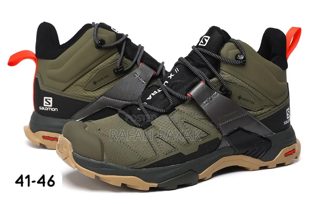Original Army Green Salomon X Ultra 4 Mid GTX Hiking Sneaker Boots