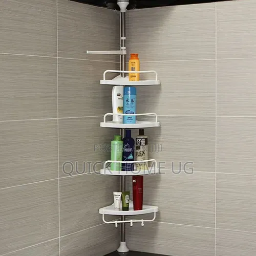 Adjustable Multi Corner Shelf Bathroom Organizer Storage Rack White