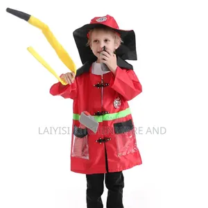 Fire Fighter Costume With Tools for Kids, Outfit for 3-7 Years Old
