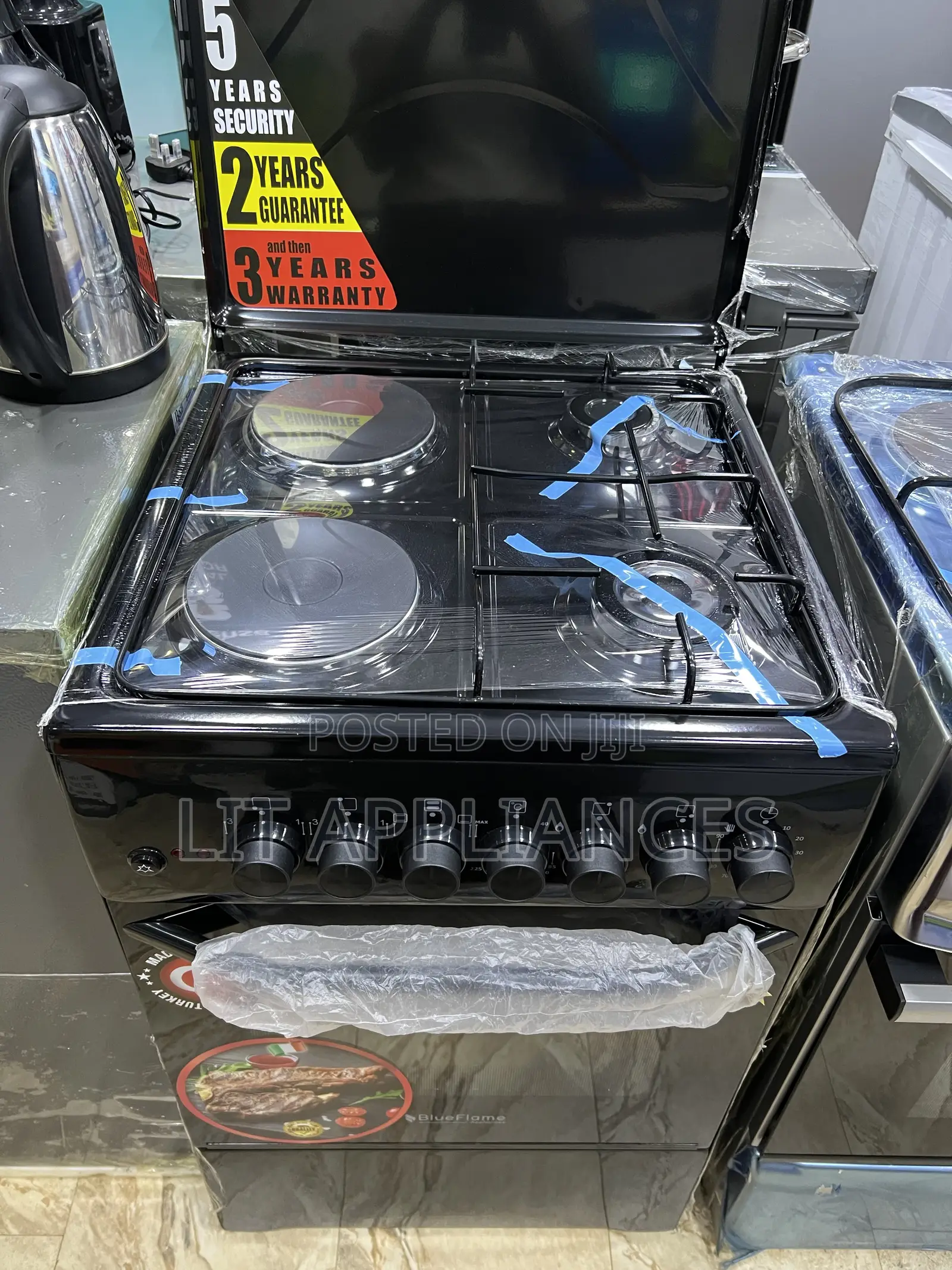 Blueflame 50*50, 2gas + 2hotplates,Electric Oven and 5years Warranty
