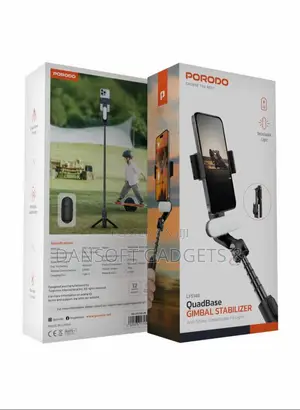 Porodo Quadbase Gimbal Stabilizer Detachable Fill Light – Anti-Shake