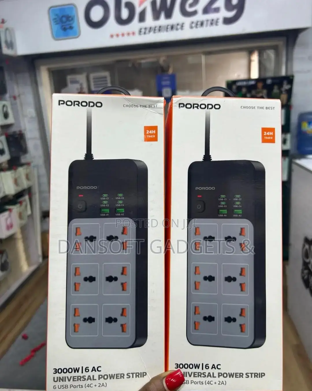 Porodo 3000w Power Extension – 6 AC Sockets + 6 USB Ports (4c+2a)