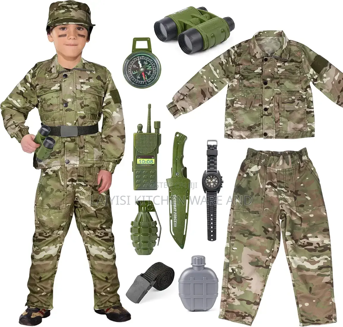Army Soldier Military Costume for Kids Boys Girls Dress Up Role Play