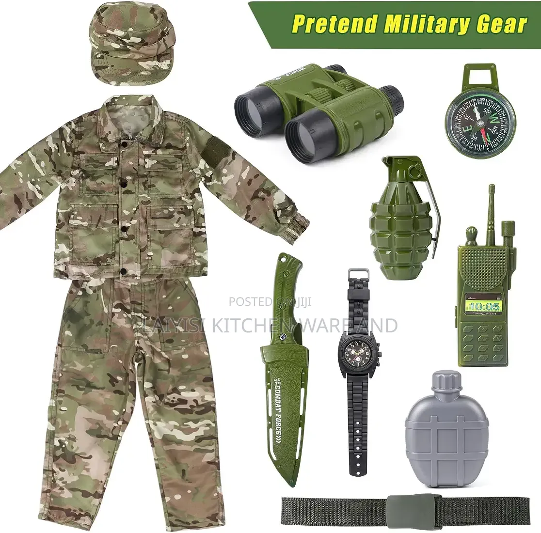 Army Soldier Military Costume for Kids Boys Girls Dress Up Role Play