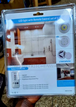 3-Piece Wireless Cob Led Puck Light Set .