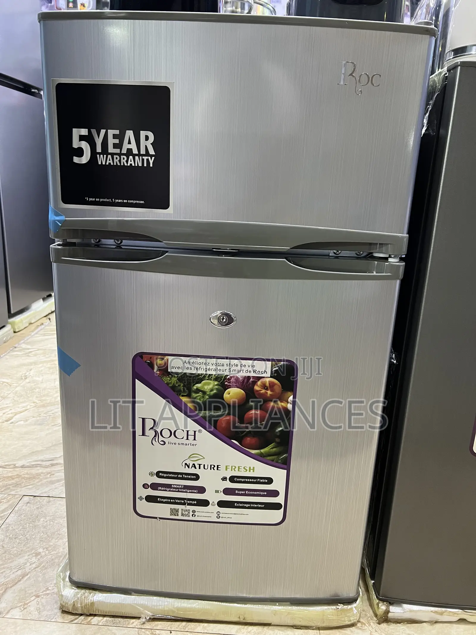 Roch 110 Double Door Fridge With 5years Warranty.
