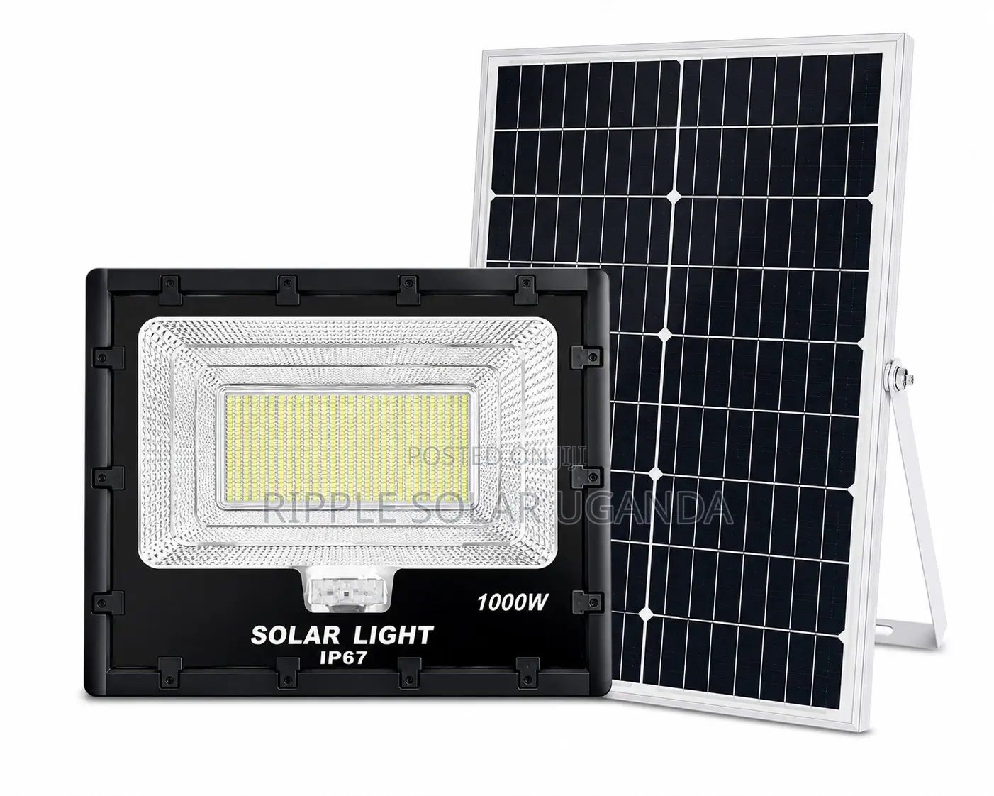 1000w Solar Flood Light With Panel & Remote Ip67 Outdoor Security