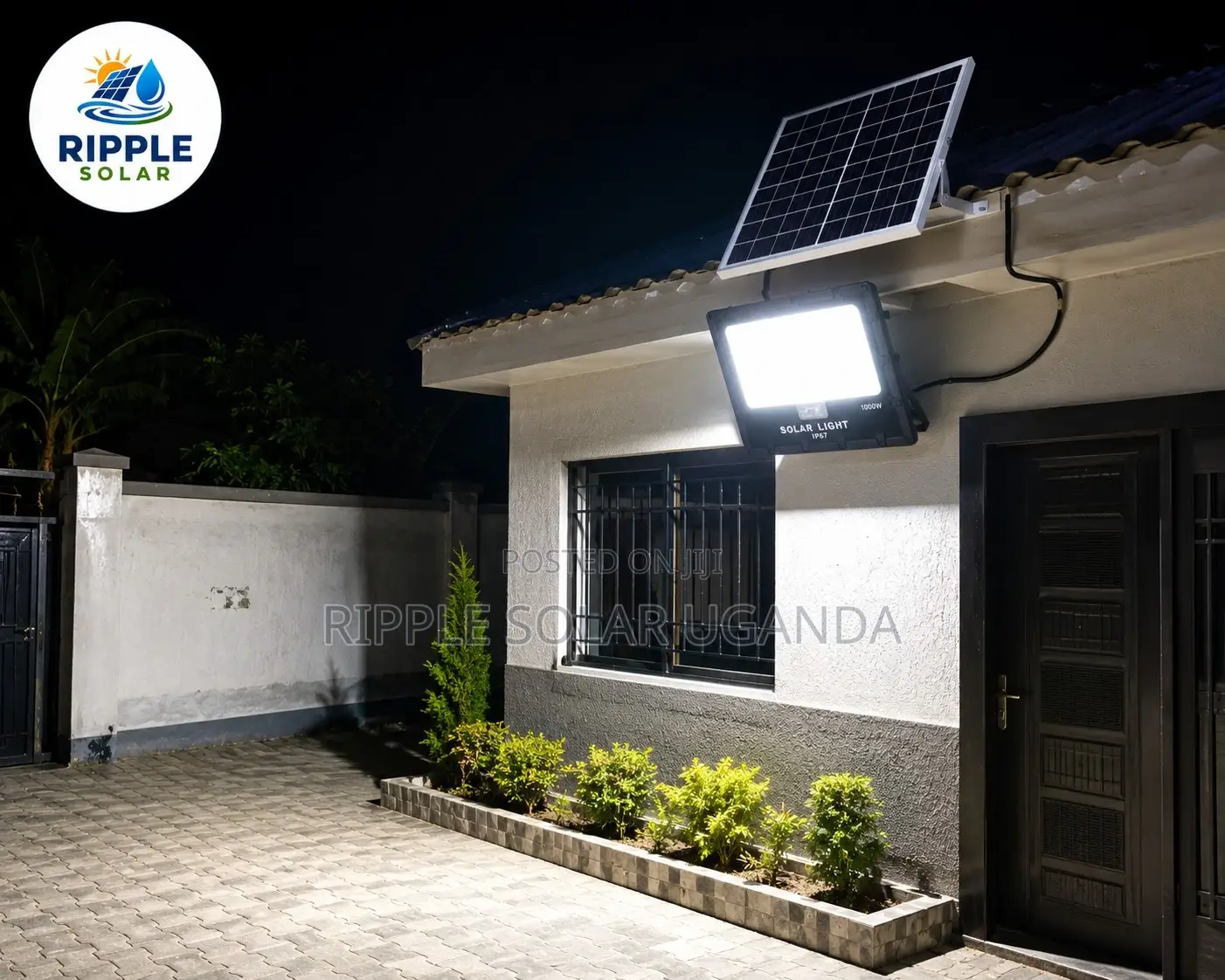 1000w Solar Flood Light With Panel & Remote Ip67 Outdoor Security