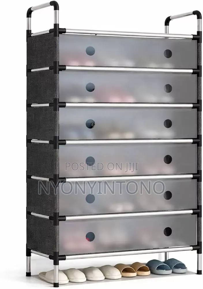7layer Black Dust Proof Shoe Rack