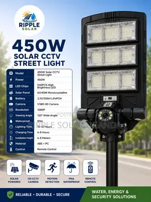 450W Solar CCTV Street Light V380 Camera WiFi Security Light