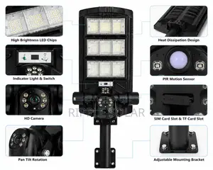450W Solar CCTV Street Light V380 Camera WiFi Security Light