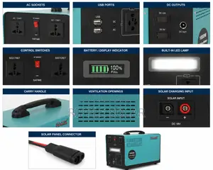1000w Portable Solar Power System Lifepo4 Battery With 180w Panel
