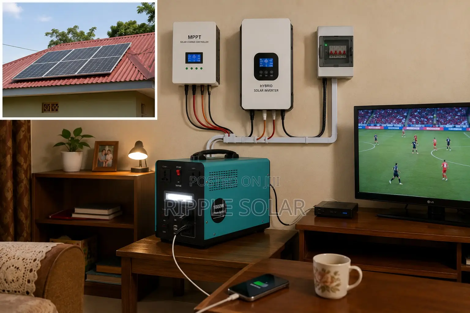 1000w Portable Solar Power System Lifepo4 Battery With 180w Panel