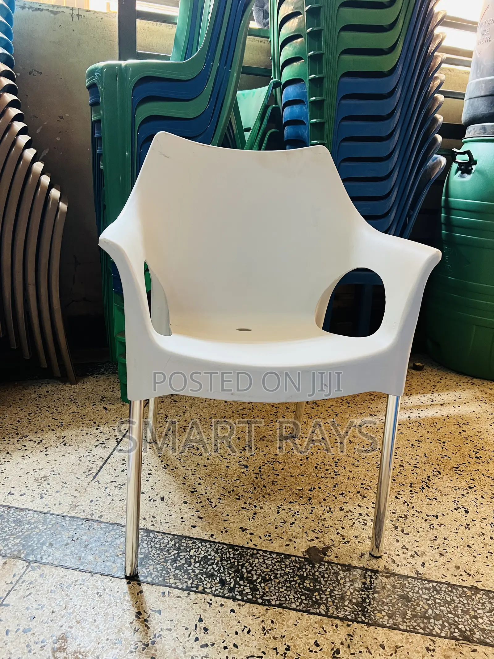 White Steel Legged Plastic Chair