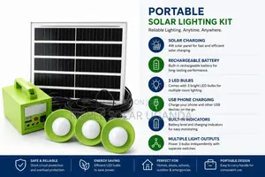 40W Portable Solar Lighting Kit With 3 LED Bulbs USB Charging