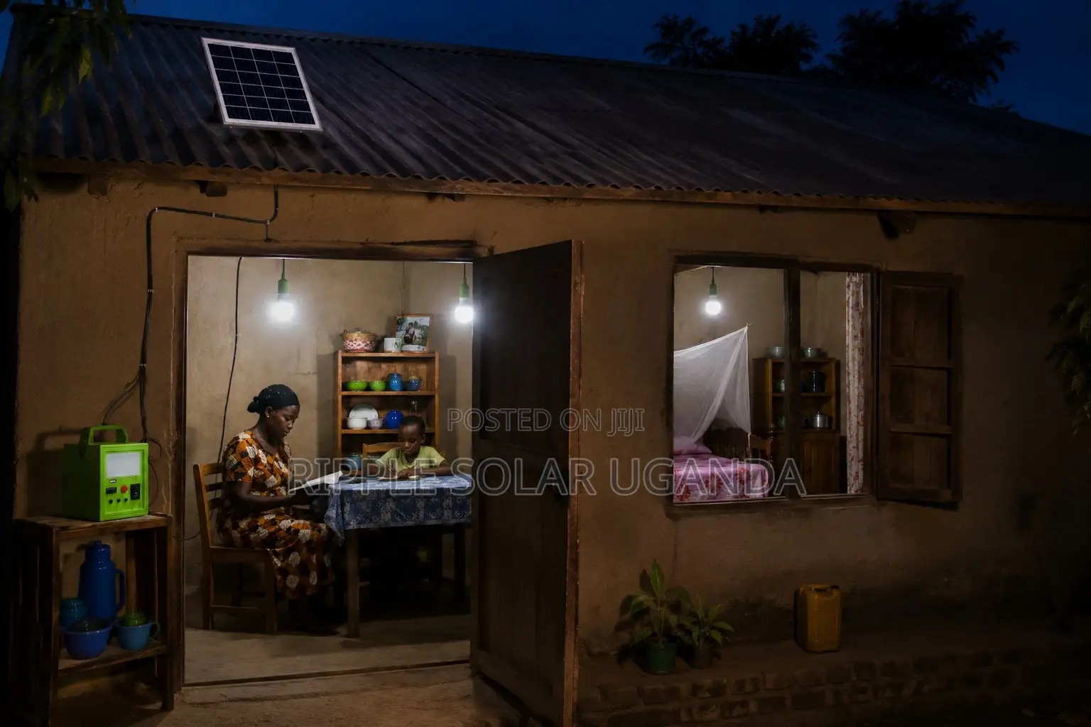 40W Portable Solar Lighting Kit With 3 LED Bulbs USB Charging
