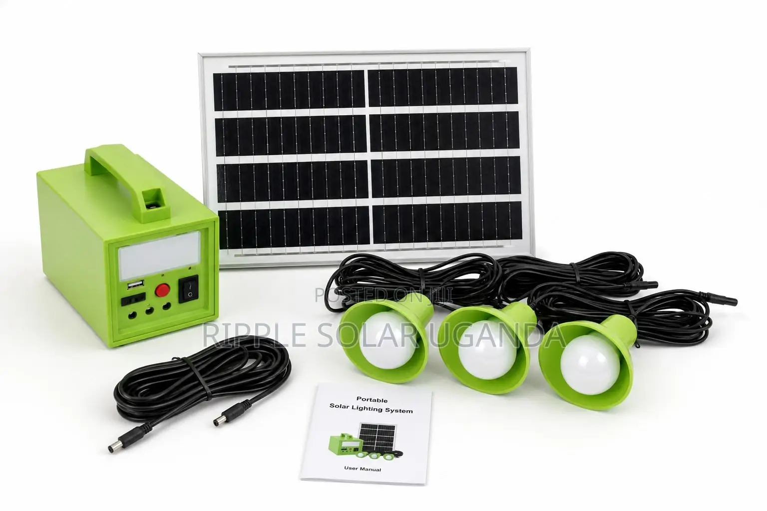 40W Portable Solar Lighting Kit With 3 LED Bulbs USB Charging