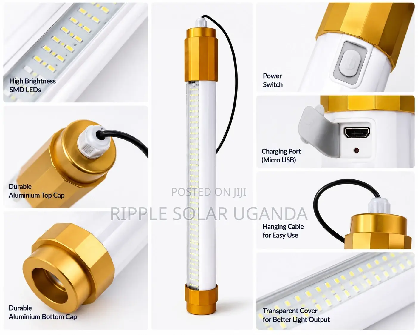 400W Solar LED Tube Light 560mm With Remote Waterproof Lamp