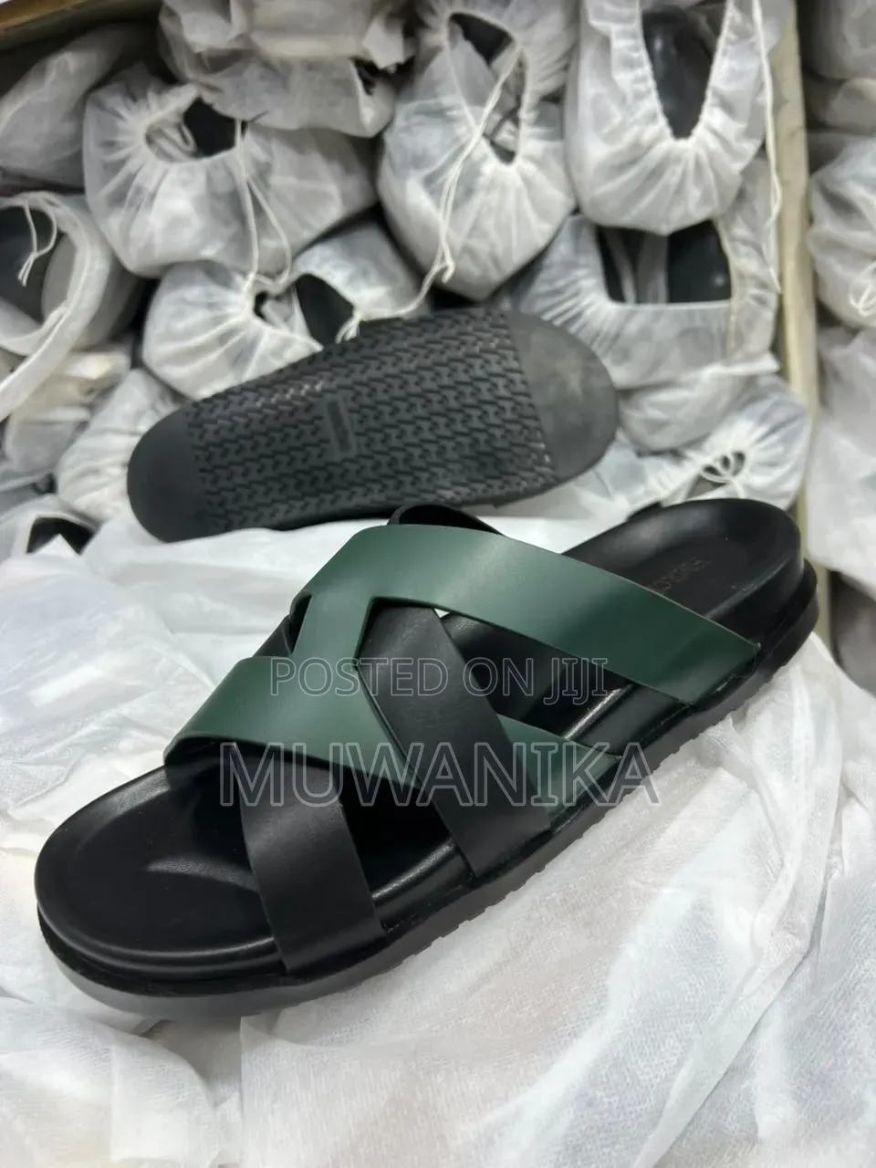 Men's Double Trap Comfort Slid Sandle:Black Black