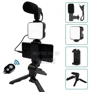 Video Kit Includes a Tripod Stand, LED Fill Light, and a Microphone.