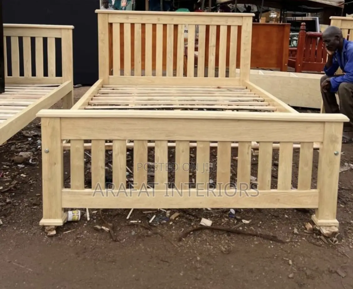 Handcrafted Solid Wood Bed Frame With Classic Vertical Slat Design