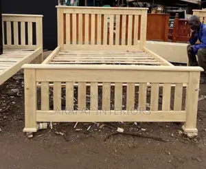 Handcrafted Solid Wood Bed Frame With Classic Vertical Slat Design