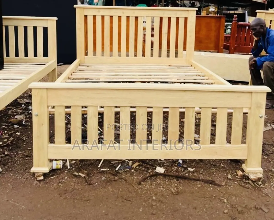 Handcrafted Solid Wood Bed Frame With Classic Vertical Slat Design