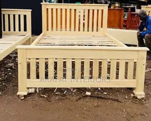 Handcrafted Solid Wood Bed Frame With Classic Vertical Slat Design