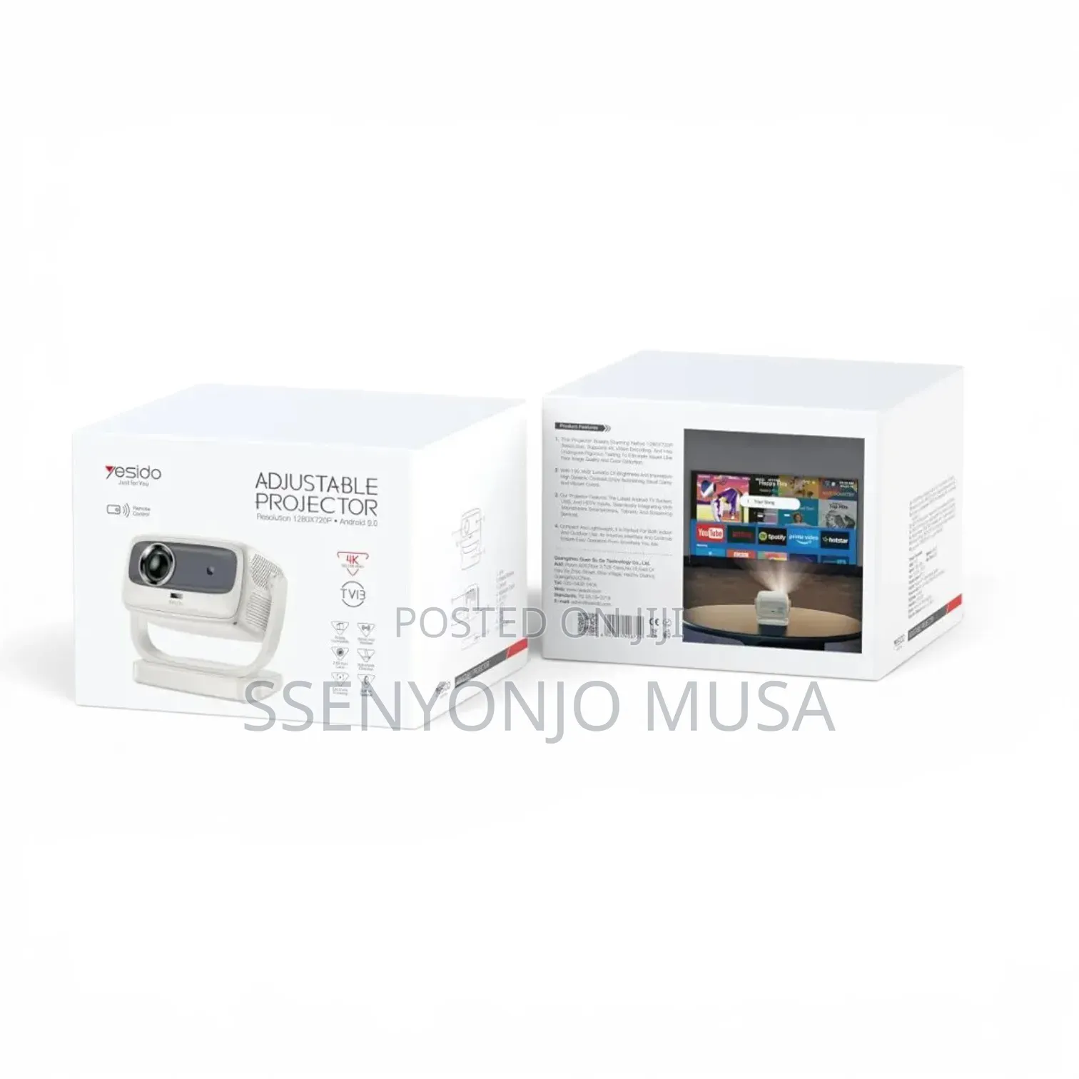 Yesido TV13 Smart Projector With Android 9.0 Video Support –White