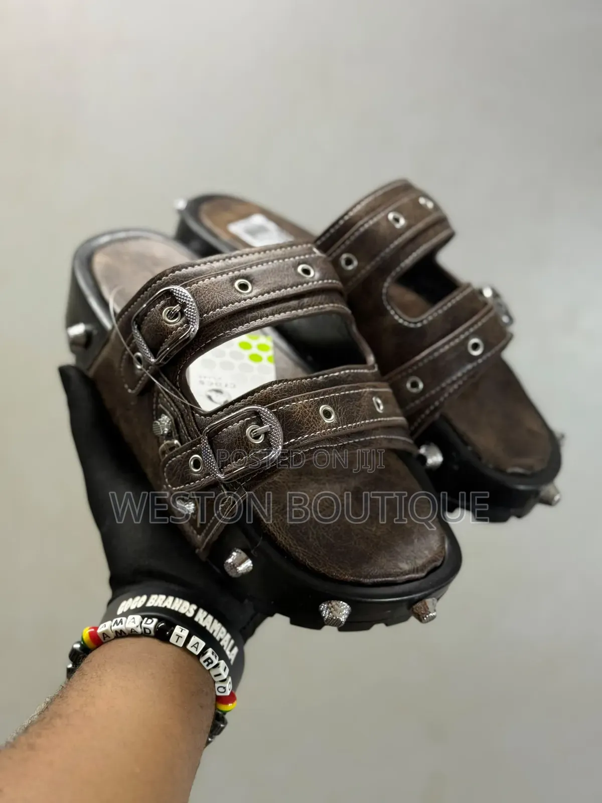 Men's Original Big Sole Leather Slide on Strap Sandals