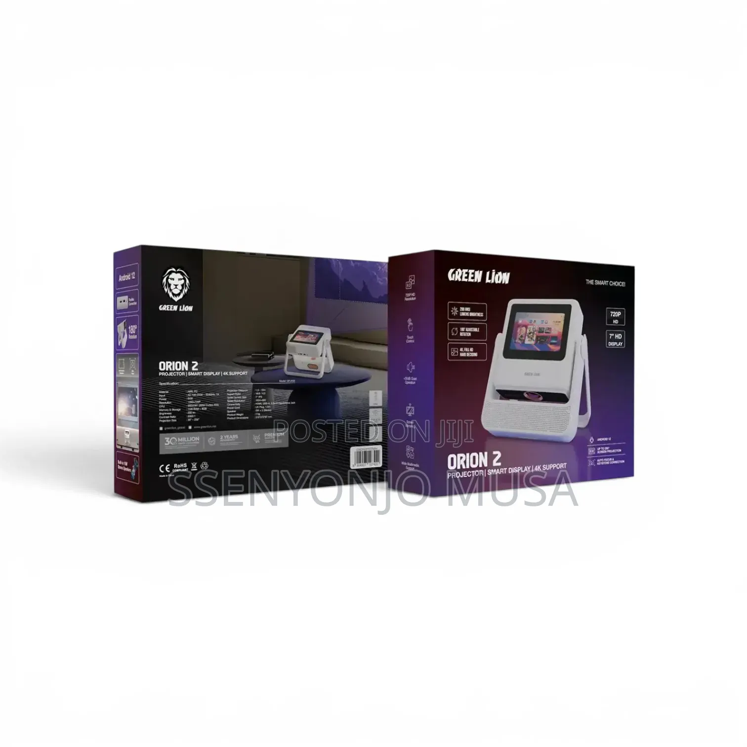 Green Lion Orion 2 Smart Projector With 7" Smart Display Support.