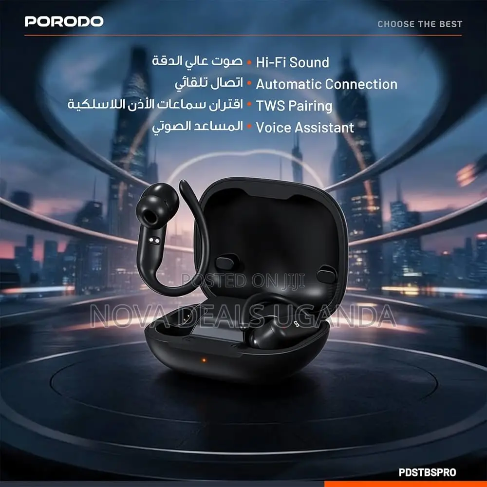 Porodo Soundtec Canary Air Beat Open-Ear Earbuds, Touch Contro