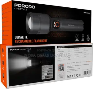Porodo Lumalite 1200 Rechargeble Flashlight 30W, IPX5, 500M Coverage