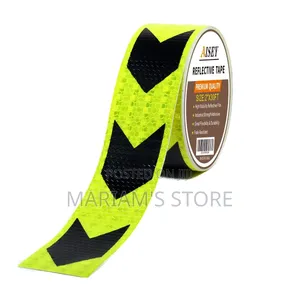 Adhesive Hazard Safety Tape a Black and Fluorescent Yellow Arrow