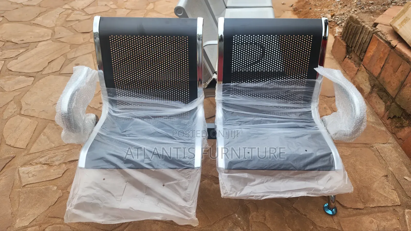 Two Seater Black Waiting Chair