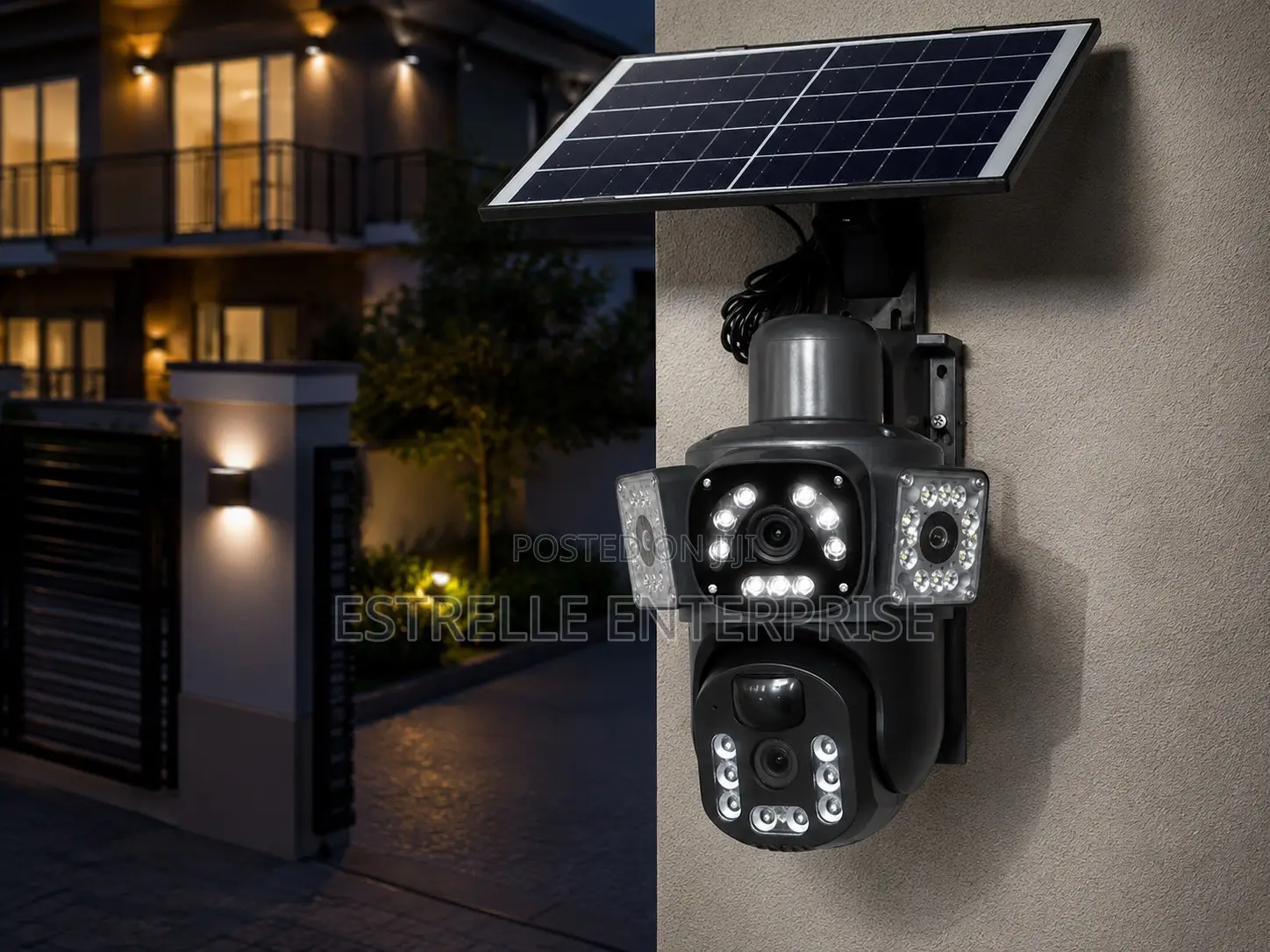 Solar CCTV Security Camera With Double Lens 4g Outdoor