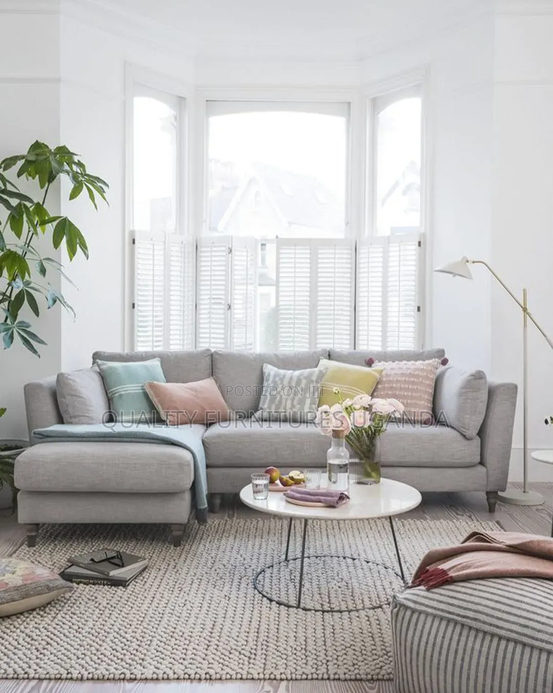 5 Seater Fibre Pillow L Sofa Set