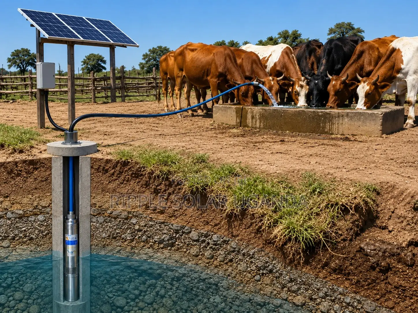 750w Solar Borehole Water Pump 29m Head 10000l/H 96v High Flow