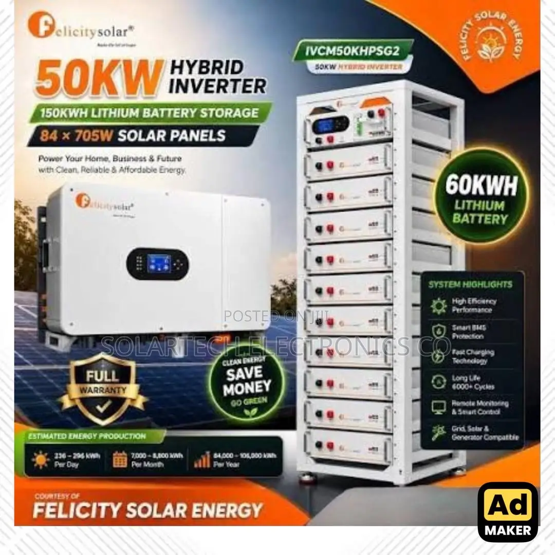 50KW Hybrid Solar System With 60kWh Lithium Battery for Sale