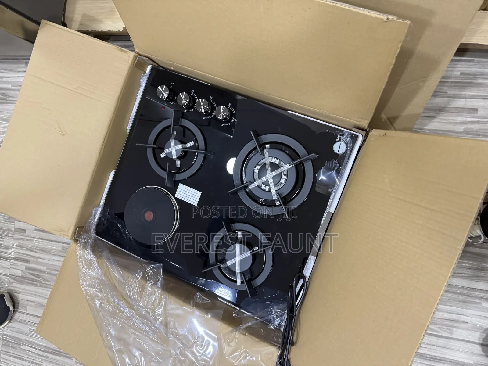 IQRA GLASS BURNER HOOB 3 Gas Plates and Electric Plate