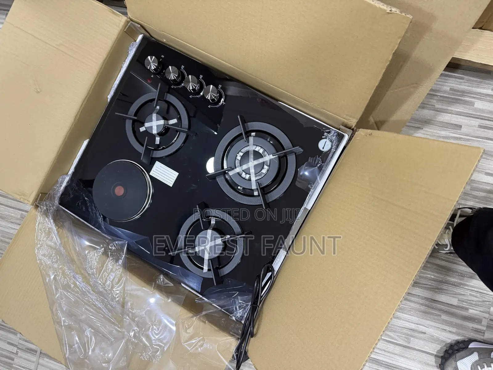 IQRA GLASS BURNER HOOB 3 Gas Plates and Electric Plate