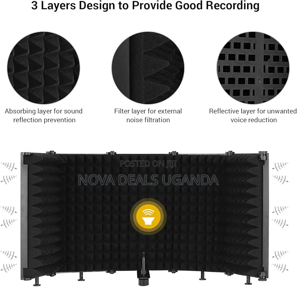 Portable Vocal Booth With Ambient Reflection Filter and Floor Stand