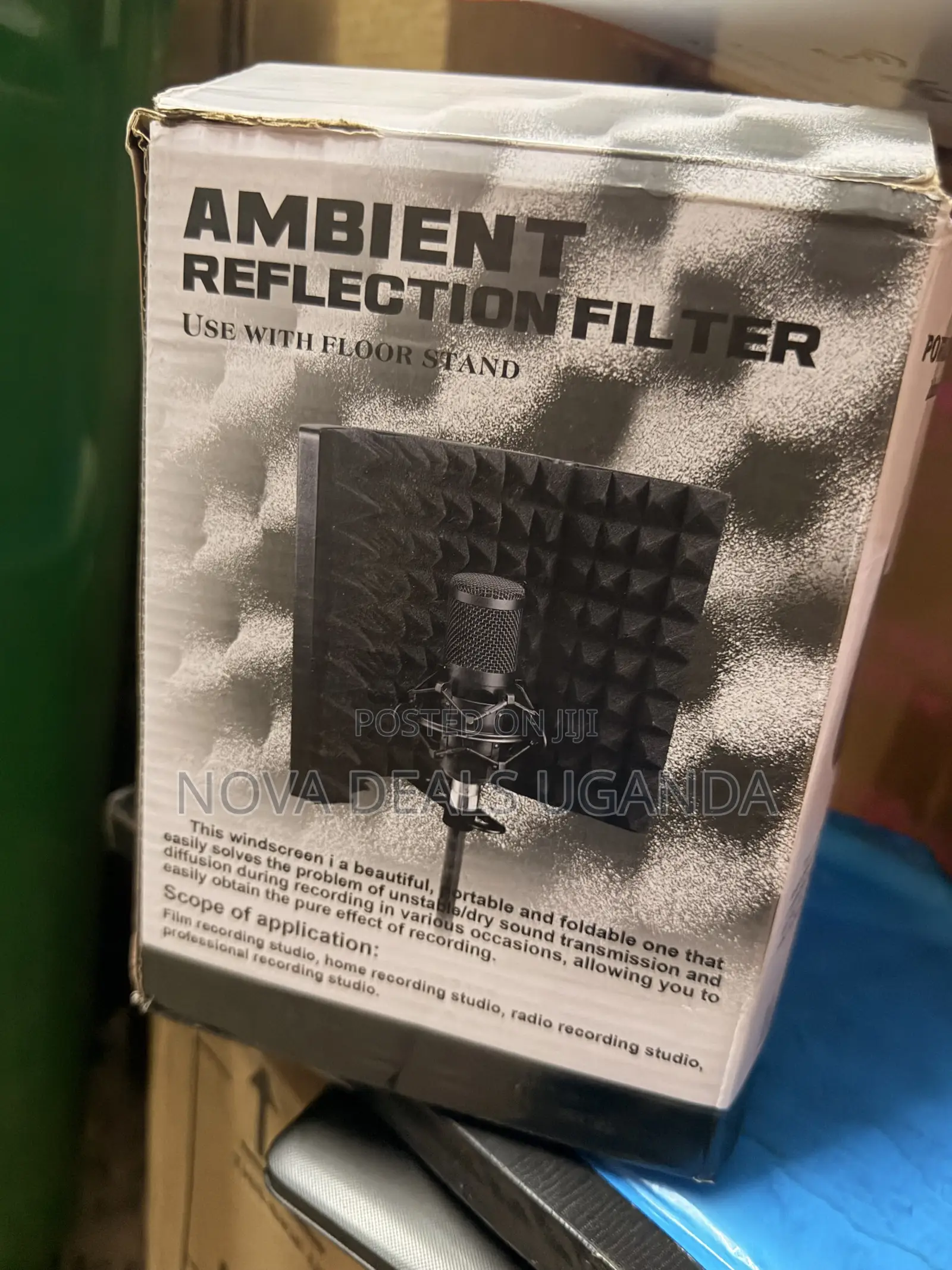 Portable Vocal Booth With Ambient Reflection Filter and Floor Stand
