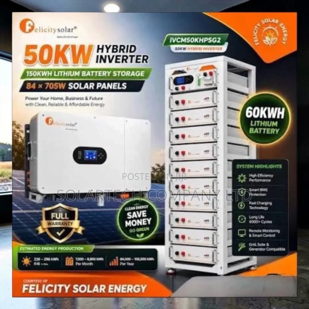 50KW Solar System With 60kWh LiFePO4 Battery Backup- 48 Panels