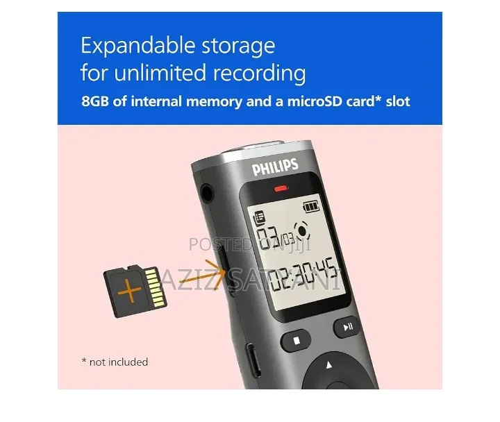 Philips Voice Recorder DVT 1170 VoiceTracer, Audio Recorder, 8GB