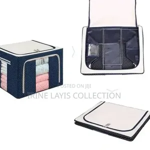 Foldable Clothing Storage Box With a Steel Frame, Transparent Window