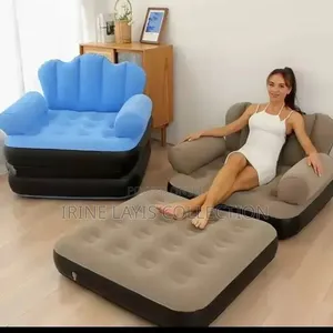 In 1 Inflatable Sofa Bed With a Flocked Top Surface for Comfort.