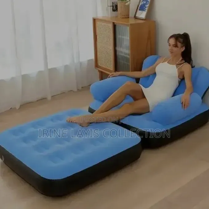 In 1 Inflatable Sofa Bed With a Flocked Top Surface for Comfort.