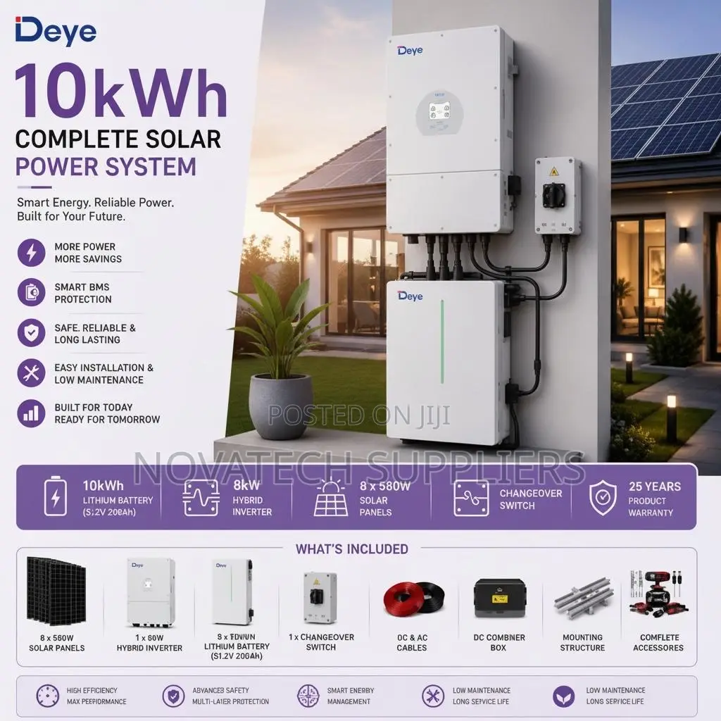 Deye 10kWh Lithium Solar System | 6000 Cycles | 8kW Hybrid