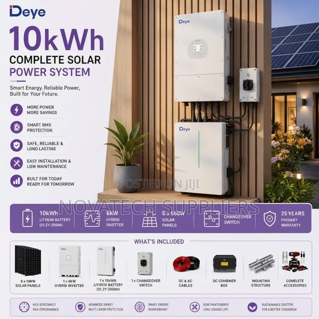 Deye 8kW Hybrid Inverter With 10kWh Battery Full Solar Kit